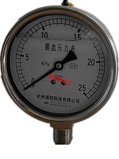 Membrane box pressure gauge